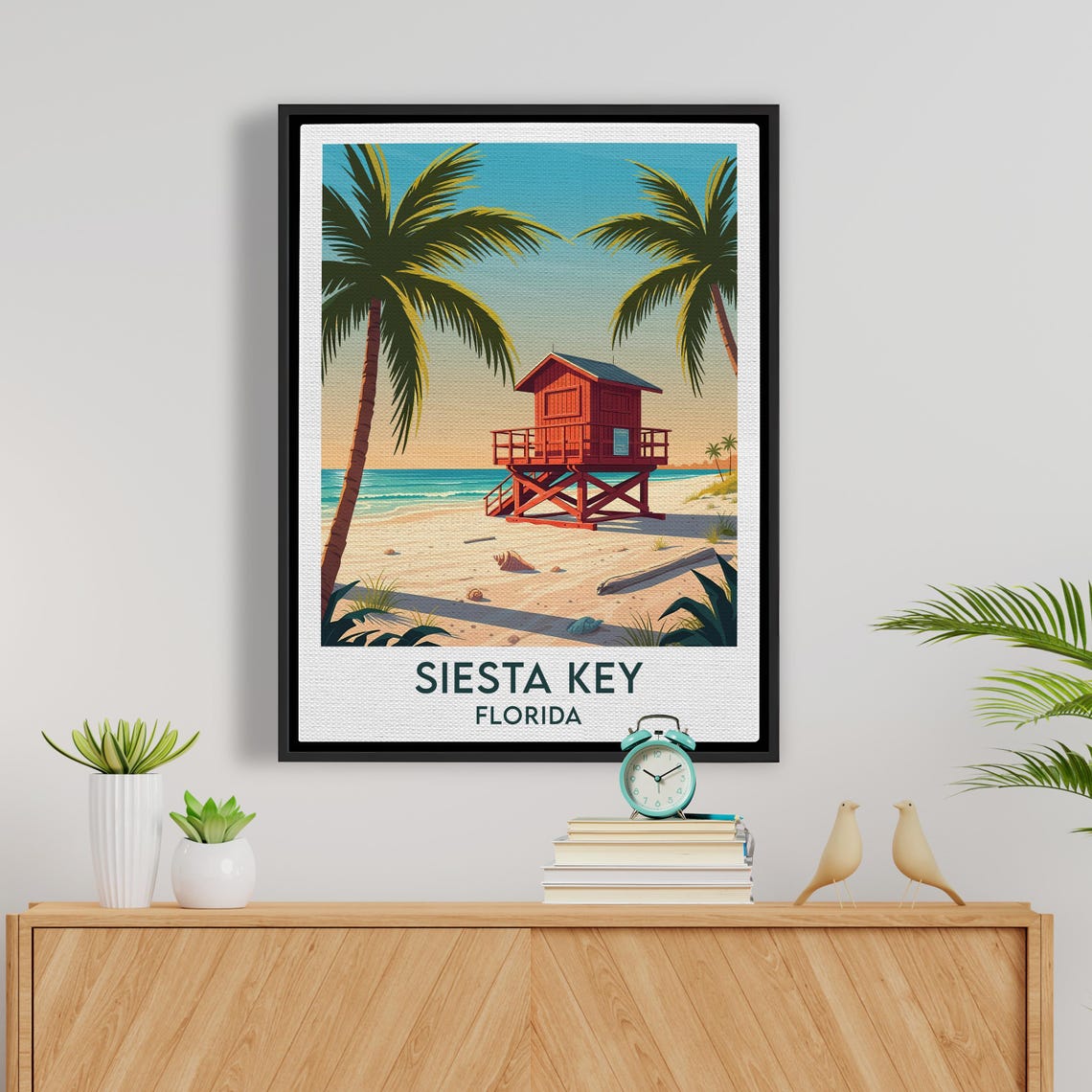 Siesta Key Florida Lifeguard Tower Tall Palms Sand Beach Poster - Image 5