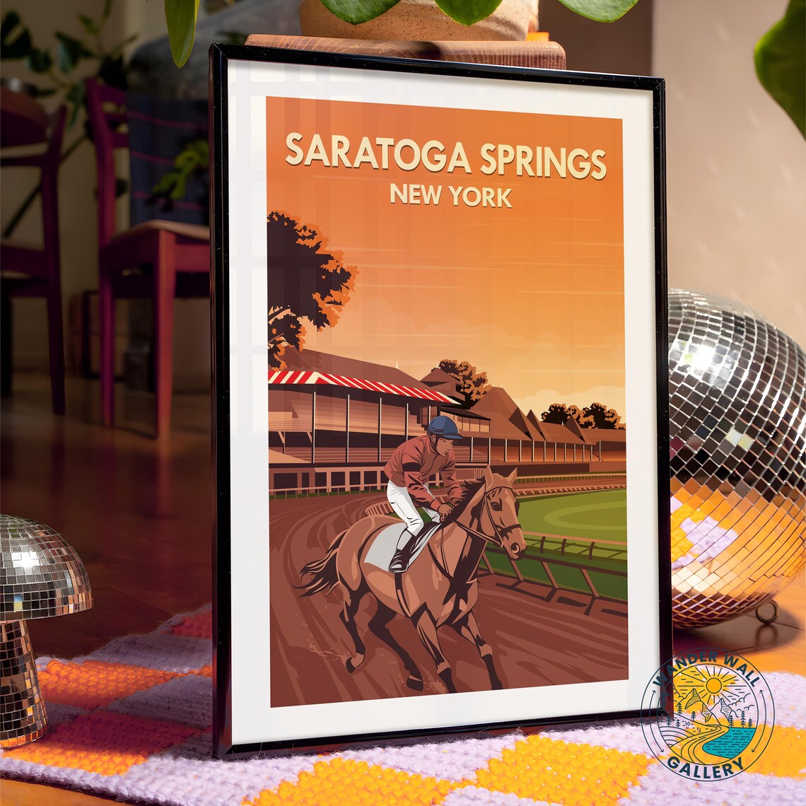 Saratoga Springs New York Horse Racing Jockey Track Travel Poster - Image 4