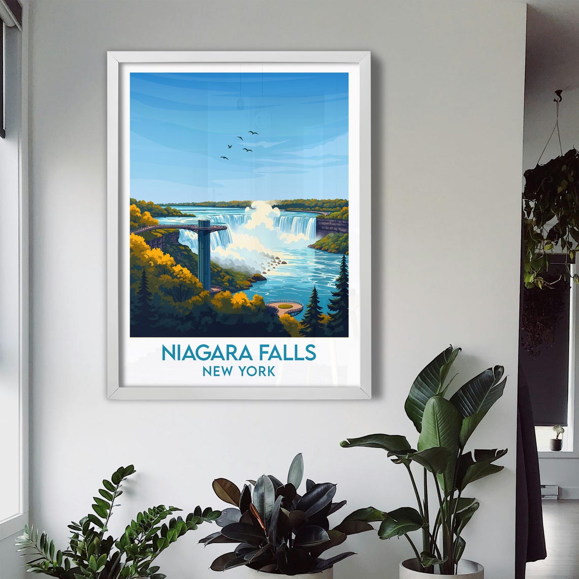 Niagara Falls New York Autumn Waterfall Mist Scenic View Poster - Image 3