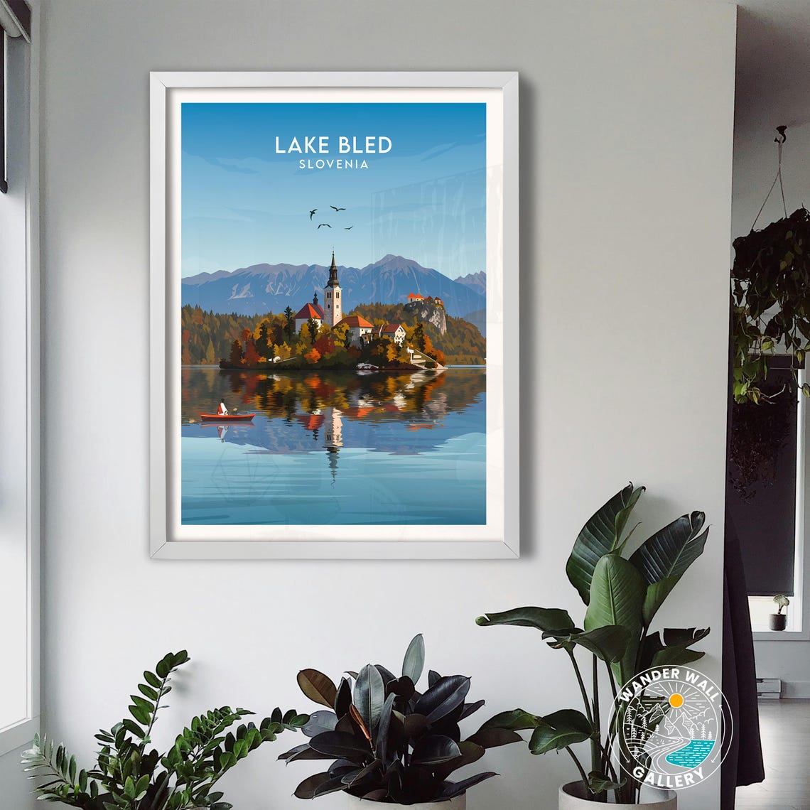 Lake Bled Slovenia Island Church Autumn Foliage Reflection Poster - Image 3