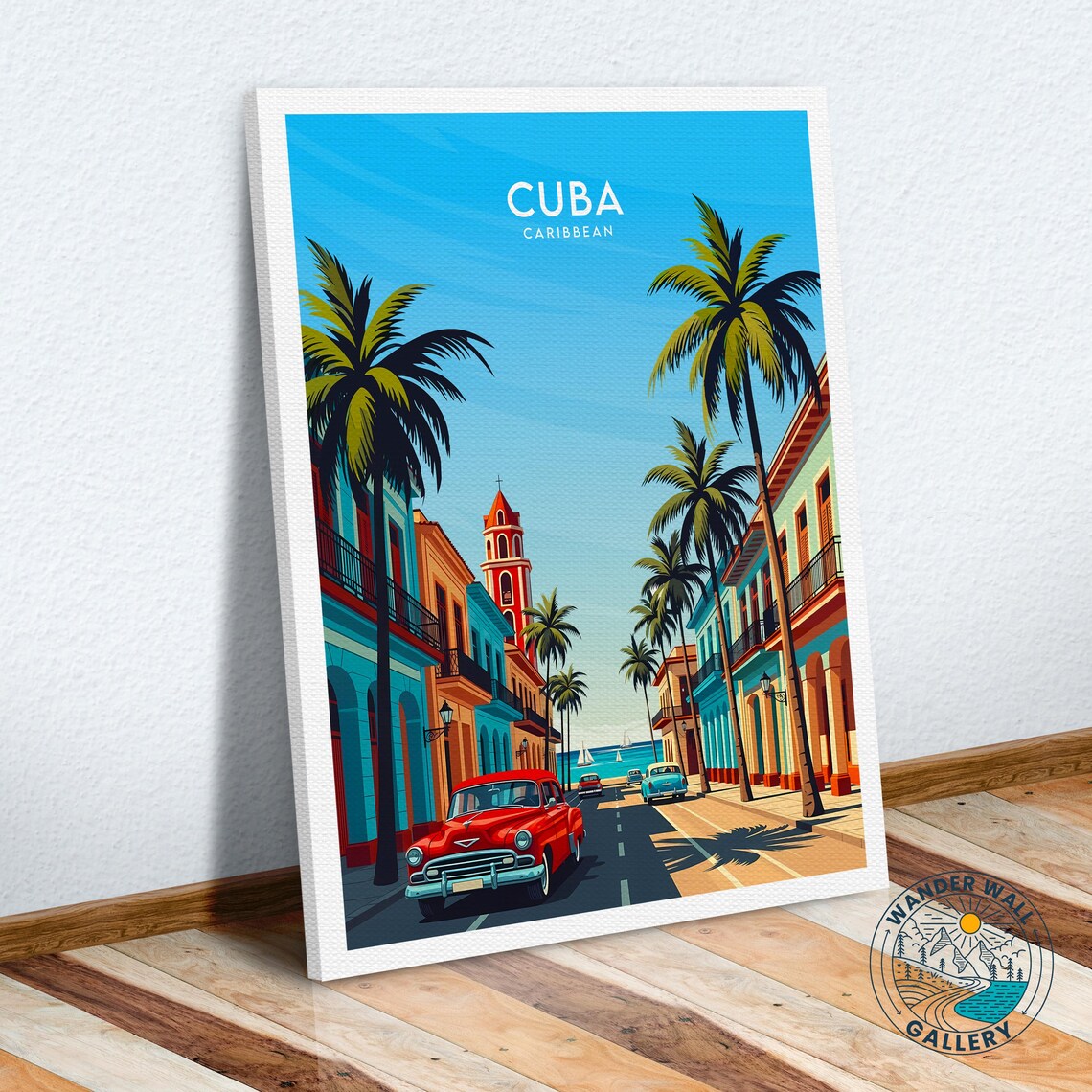 Cuba Caribbean Colonial Street Scene Classic Cars Harbor Poster - Image 6
