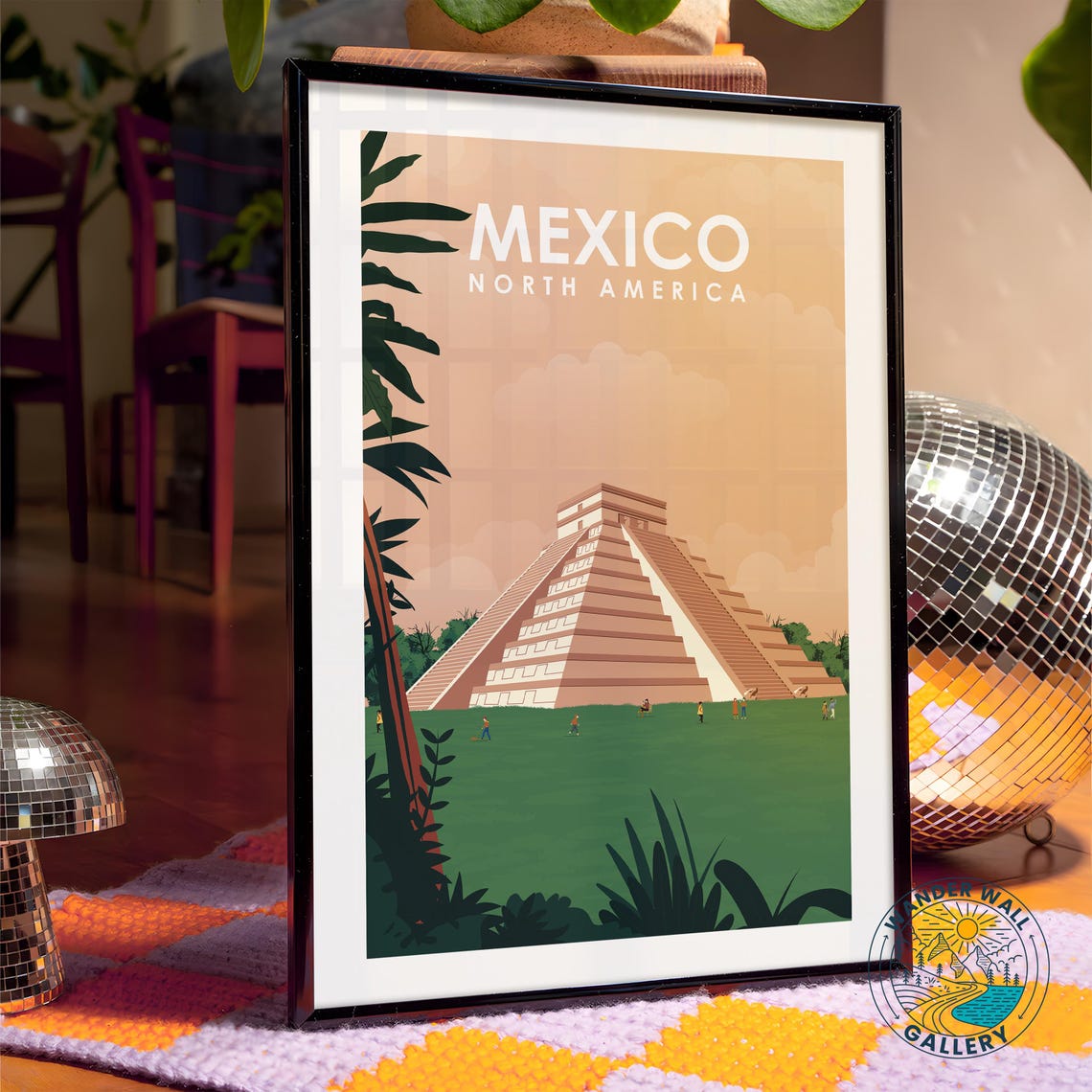 Chichen Itza Pyramid Travel Poster Mexico Historical Mexican Artwork Mayan Ruins Print Personalized Gift For Home Decor - Image 4