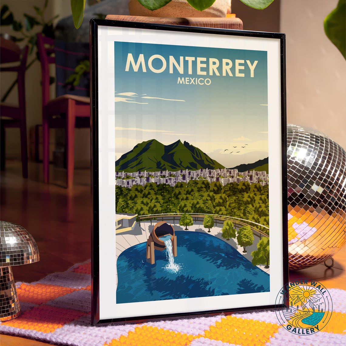 Monterrey Mexico Mountain Cityscape Pouring Jug Travel Poster - Image 4