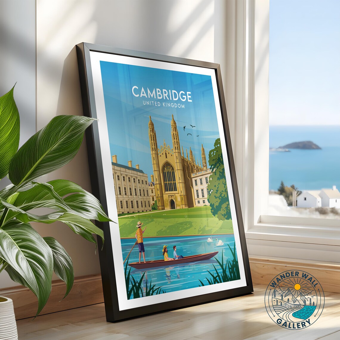 Cambridge United Kingdom Kings College Chapel Punting River Poster - Image 2