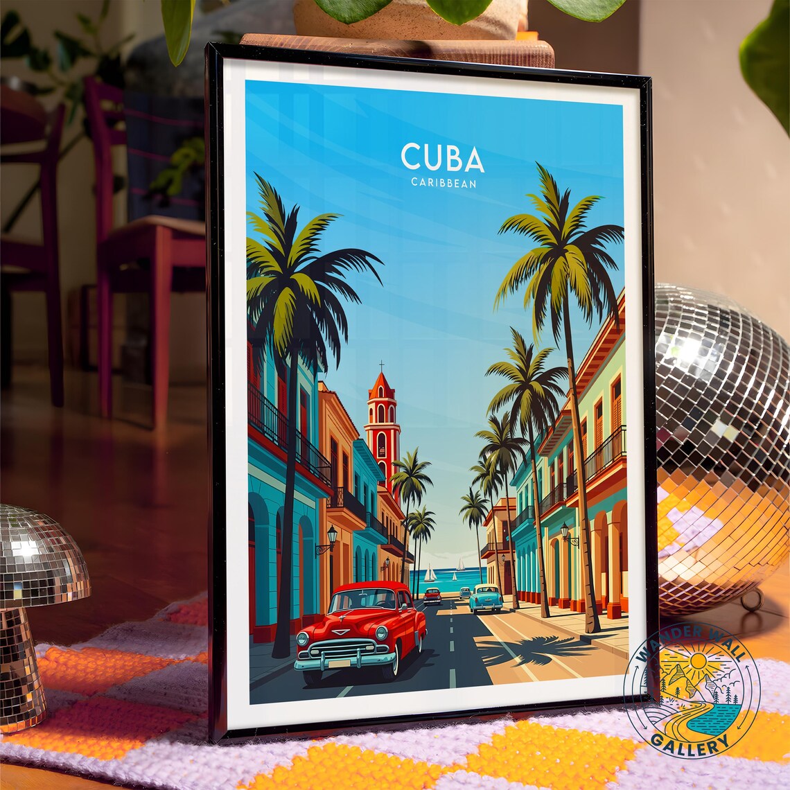 Cuba Caribbean Colonial Street Scene Classic Cars Harbor Poster - Image 4