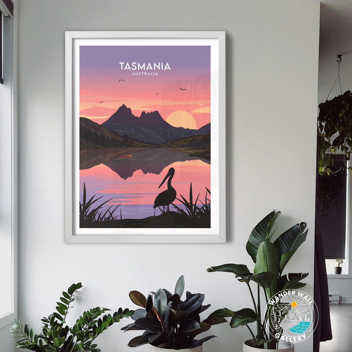 Tasmania Australia Cradle Mountain Lake Sunset Pelican Poster - Image 3