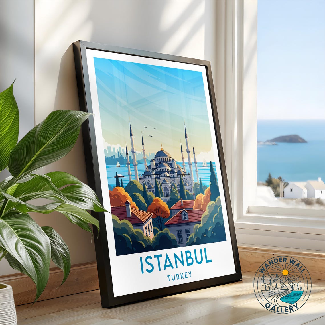 Istanbul Turkey Sultan Ahmed Blue Mosque Bosphorus View Travel Poster - Image 2