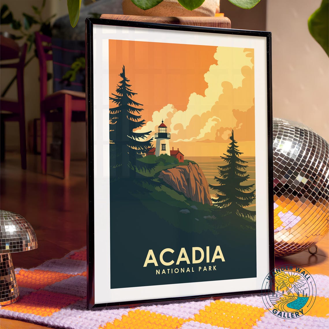 Acadia National Park Lighthouse Sunset Coastal Cliffs Poster - Image 4