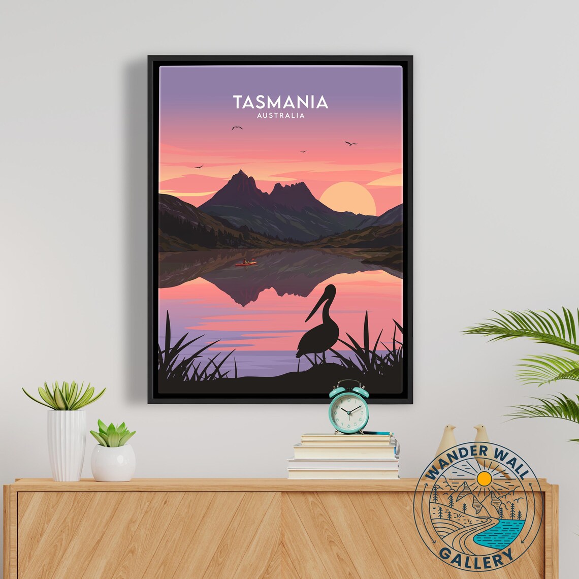 Tasmania Australia Cradle Mountain Lake Sunset Pelican Poster - Image 5