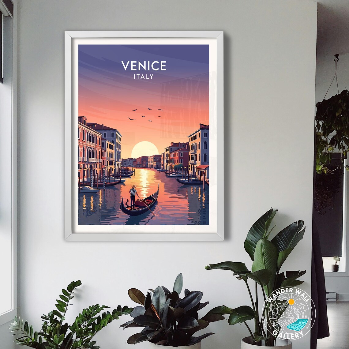 Venice Italy Gondola Sunset Canal Romantic Vintage Travel Poster - Image 3