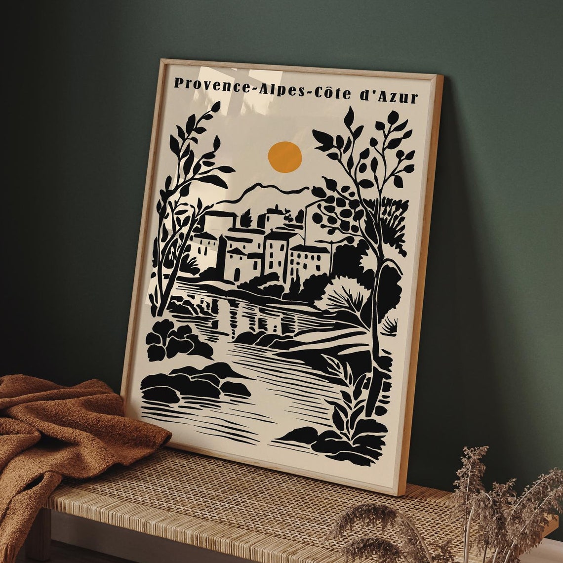 Provence Alpes Cte Dazur France Poster Vintage Style Art Travel Print French Riviera Wall Art Provence Landscape Art Hotels Room Art