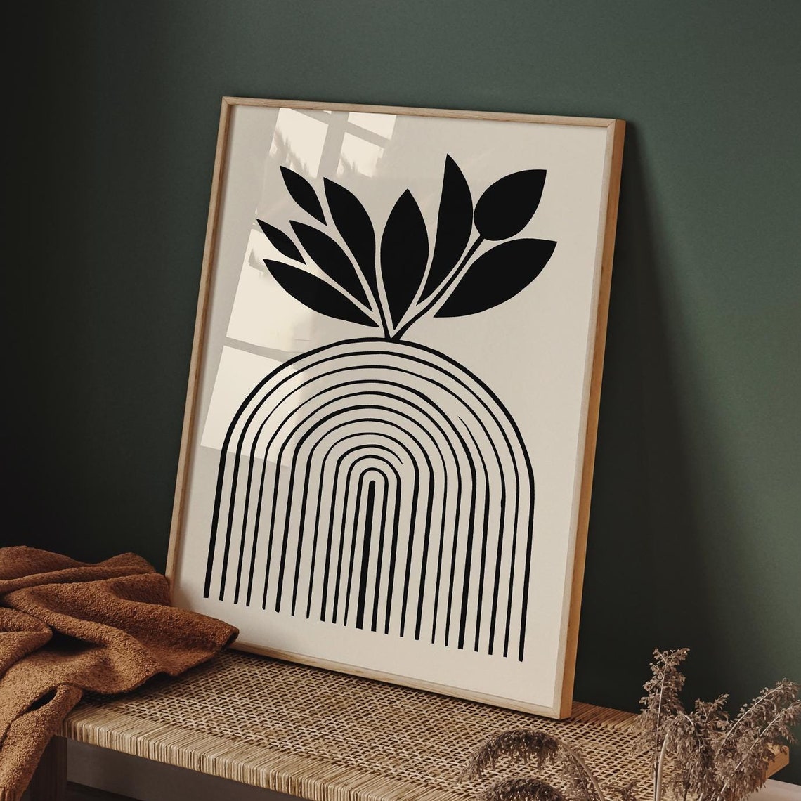 Minimalist Boho Wall Art Modern Abstract Botanical Print Black White Geometric Decor Mid Century Modern Poster Scandinavian Print