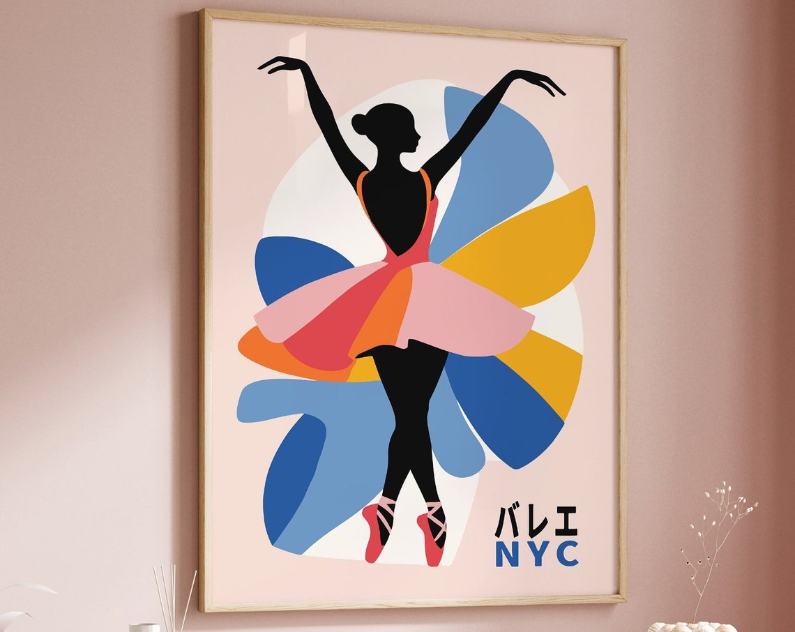 Colorful NYC Ballet Poster with Abstract Dancer Silhouette Art - Image 6
