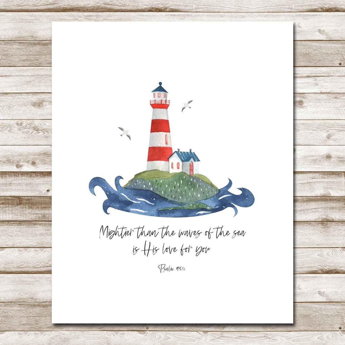 Mightier Than the Waves of the Sea Psalm 93:4 Lighthouse Poster - Image 4