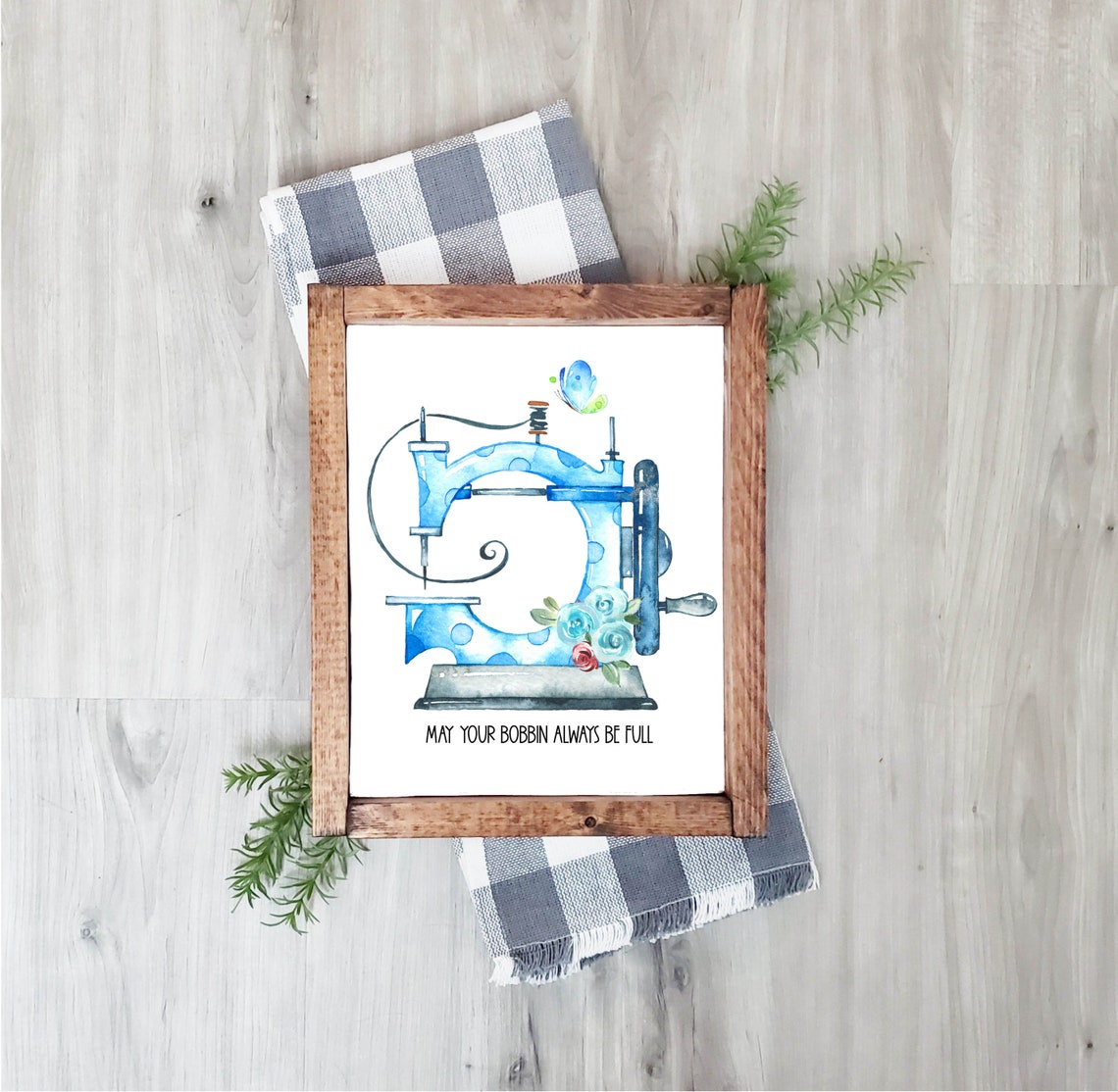May Your Bobbin Always Be Full Blue Sewing Machine Craft Poster - Image 2
