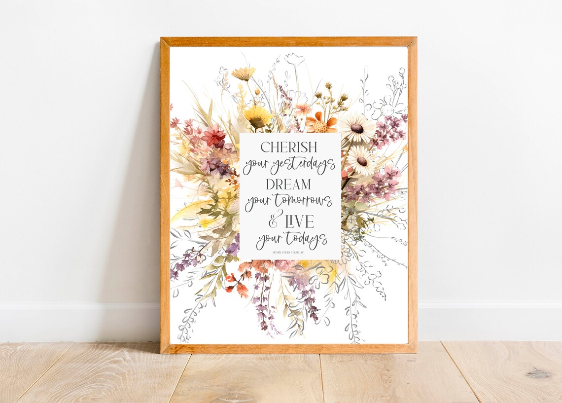 Cherish Your Yesterdays Henry David Thoreau Wildflower Quote Poster - Image 6