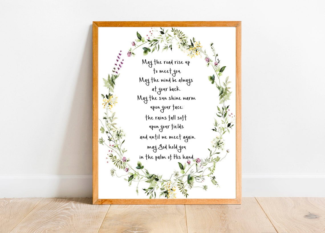 Irish Blessing May The Road Rise Up To Meet You Floral Wreath Poster - Image 7