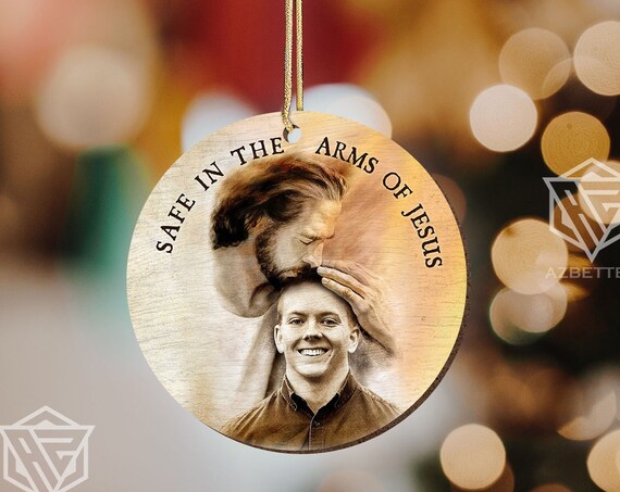 Safe in the Arms of Jesus Photo Memorial Christmas Ornament Poster