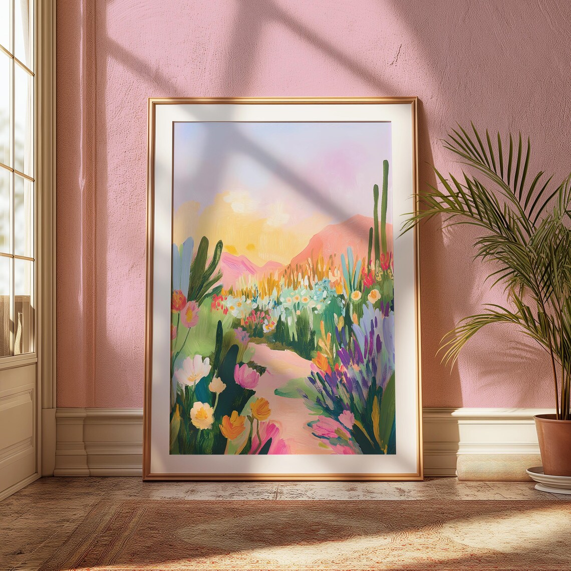 Abstract Western Desert Cactus Print, Retro Poster - Image 3