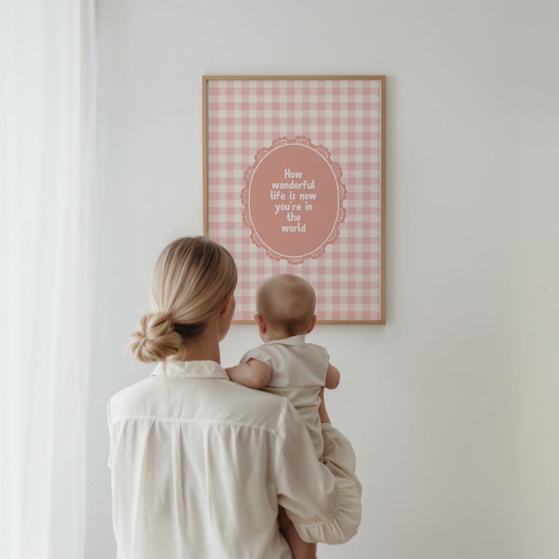 How Wonderful Life Is Nursery Quote, Rustic Retro Art Print - Image 2