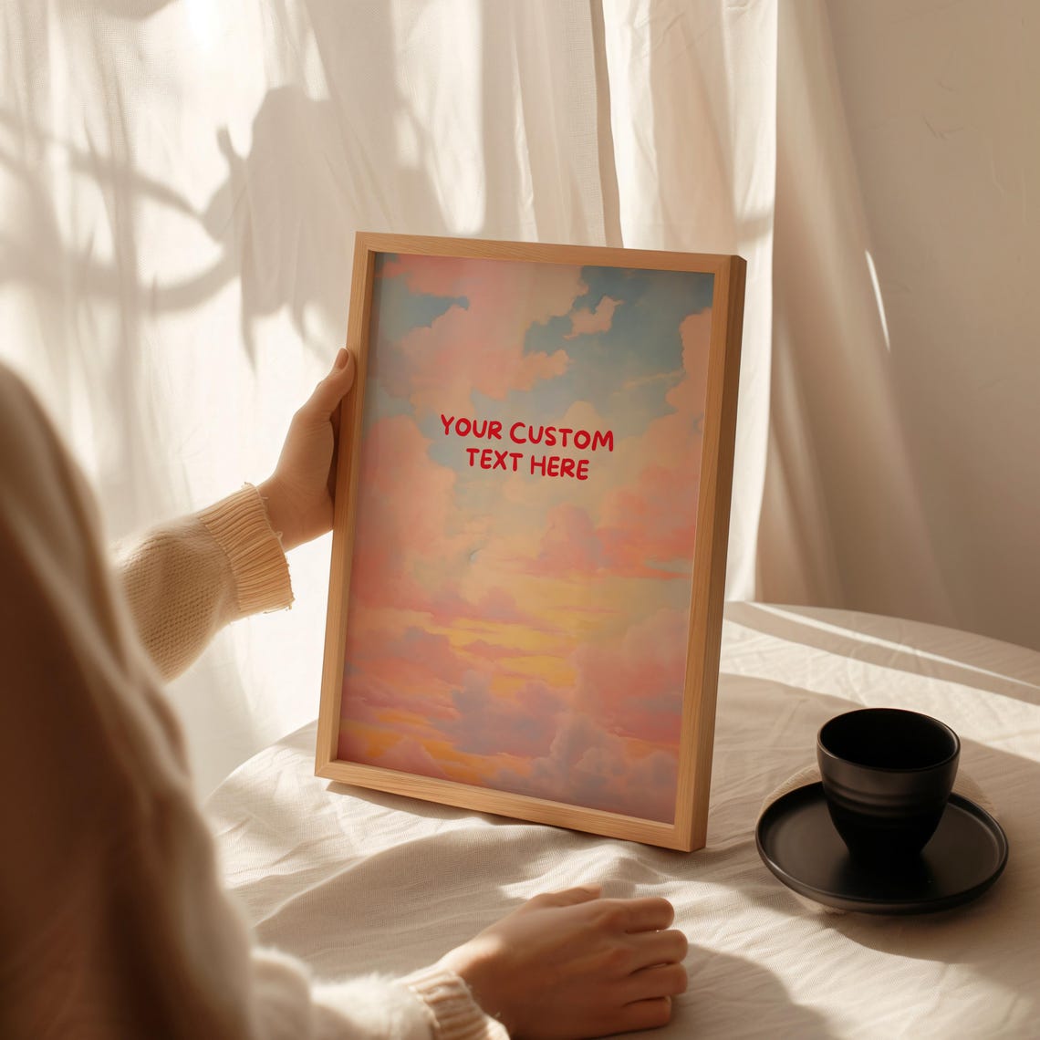 Custom Text Pastel Sunset Clouds Personalized Gift Quote Poster - Image 3