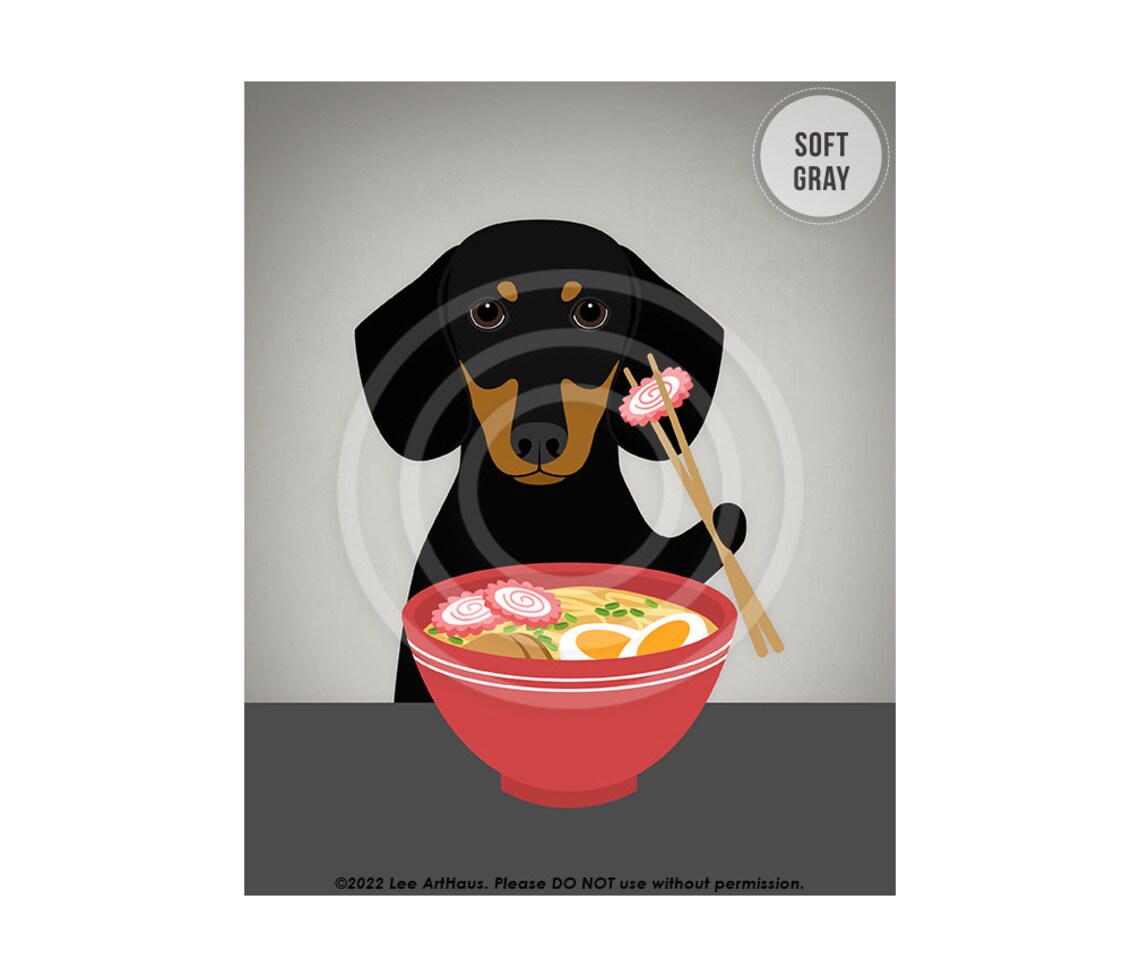 Black And Tan Dachshund Eating Ramen Noodles Funny Dog Food Poster - Image 3