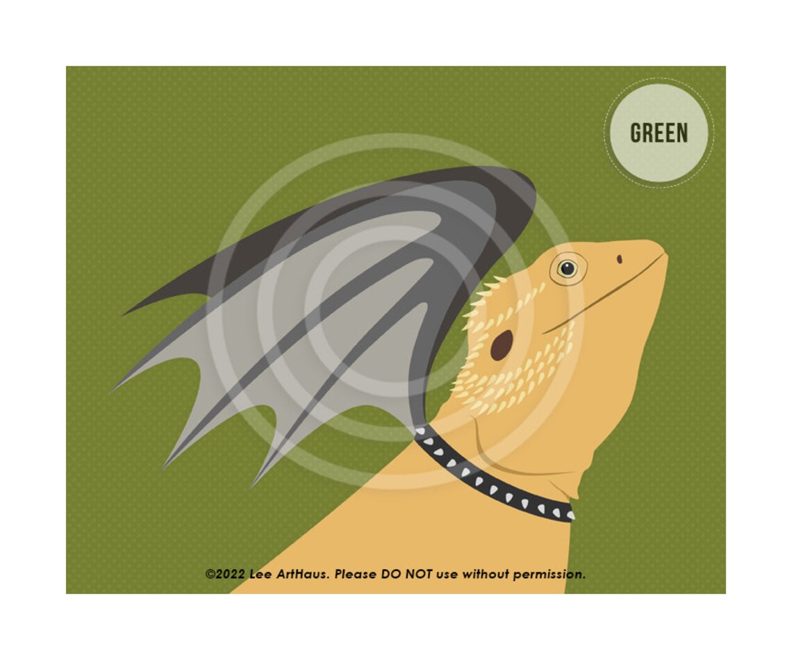 Bearded Dragon With Wings Spiked Collar Red Funny Reptile Poster - Image 3
