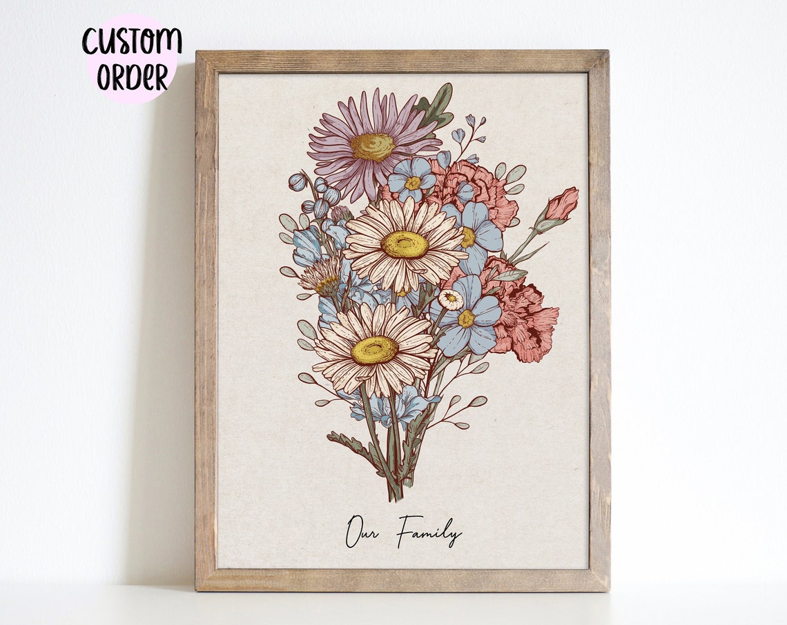 Christmas Gift For Grandmother Grandmas Garden Custom Grandkids Birthday Month Flowers Print Personalized Family Gift For Grandparents Gift