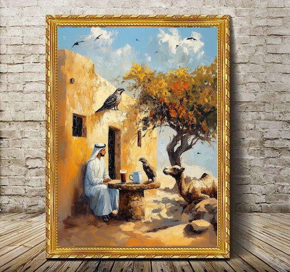 Arabic Culture Oil Painting, Vintage Middle Eastern Art