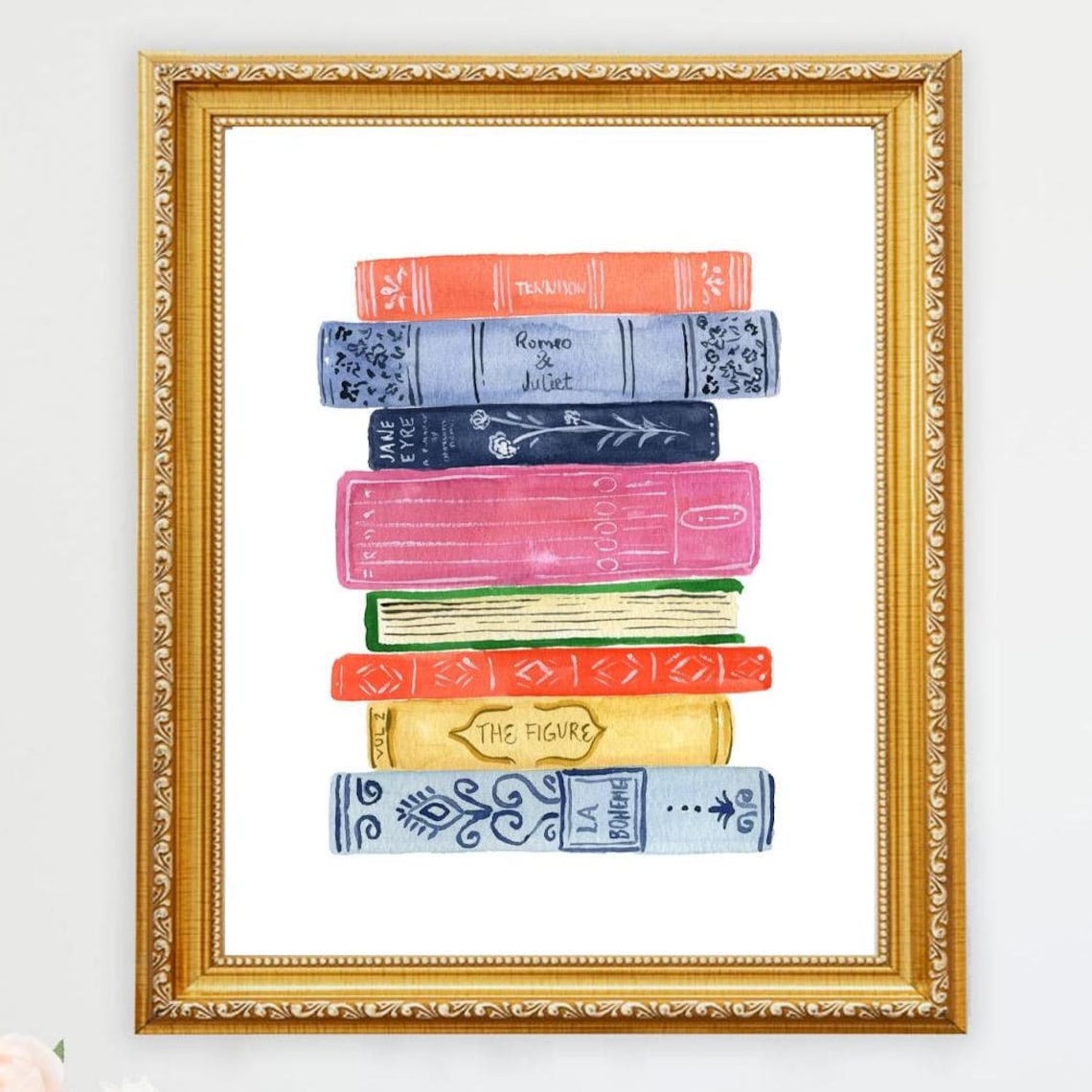 Stack Of Books Art Print, Library Wall Decor