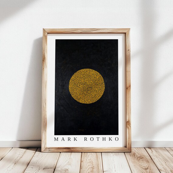 Mark Rothko Golden Dotted Circle Glowing on a Black Background Poster