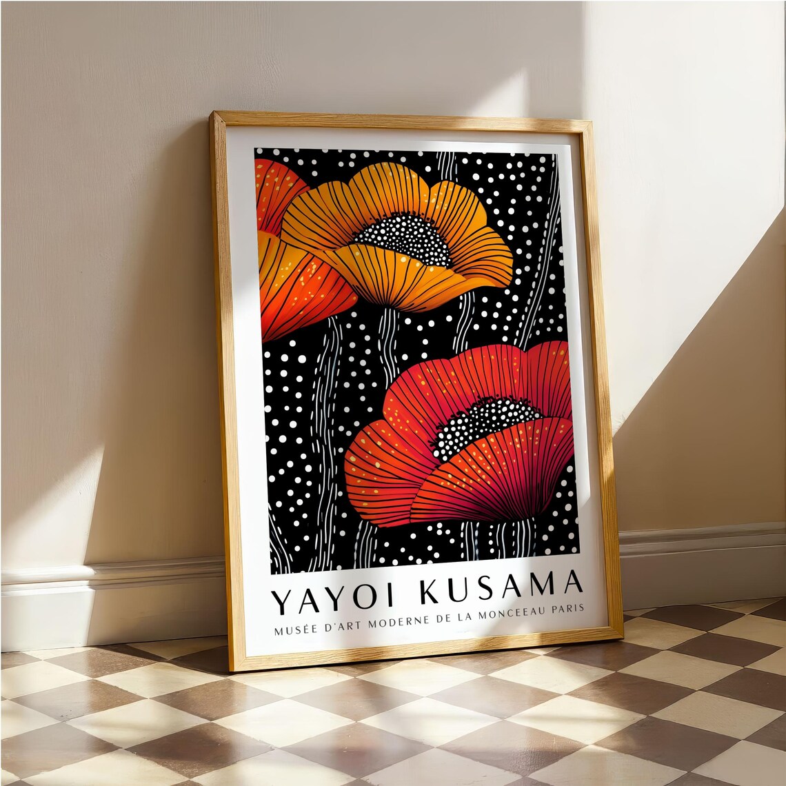 Yayoi Kusama Bold Red and Orange Poppy Museum Exhibition Poster