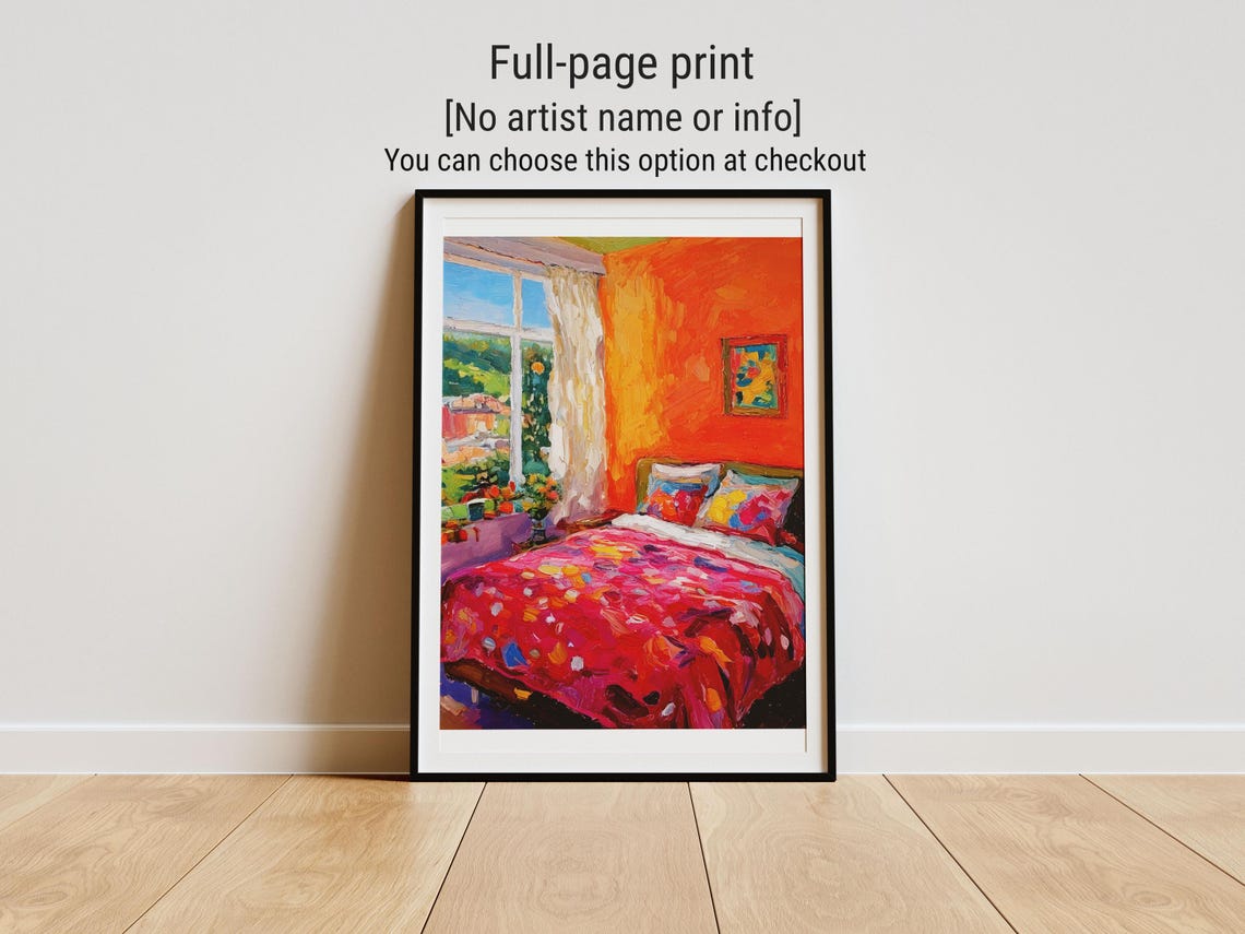 Bold Matisse Style Vibrant Orange Bedroom Interior Art Poster - Image 3