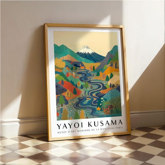 Yayoi Kusama Mount Fuji Print Japanese Mountain Landscape Poster Colourful Modern Art For Living Room Bedroom Or Office