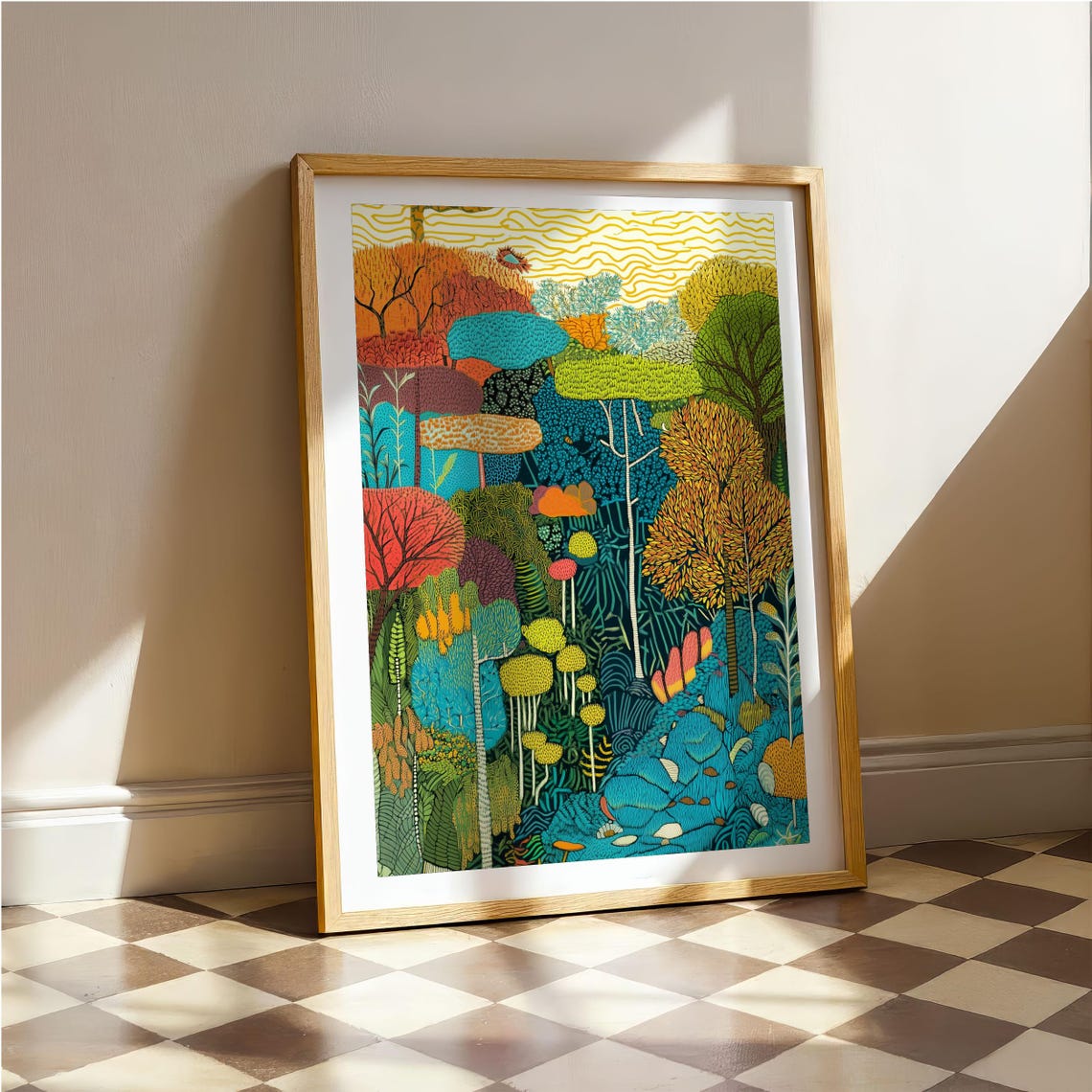 Colorful Abstract Forest Canopy Textured Modern Nature Poster
