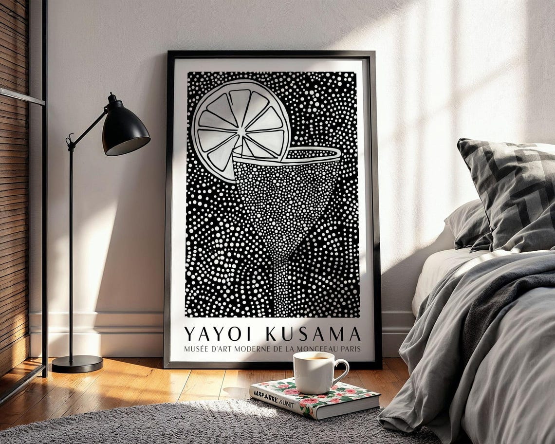Black And White Dotted Cocktail Glass With Citrus Slice Poster - Image 2