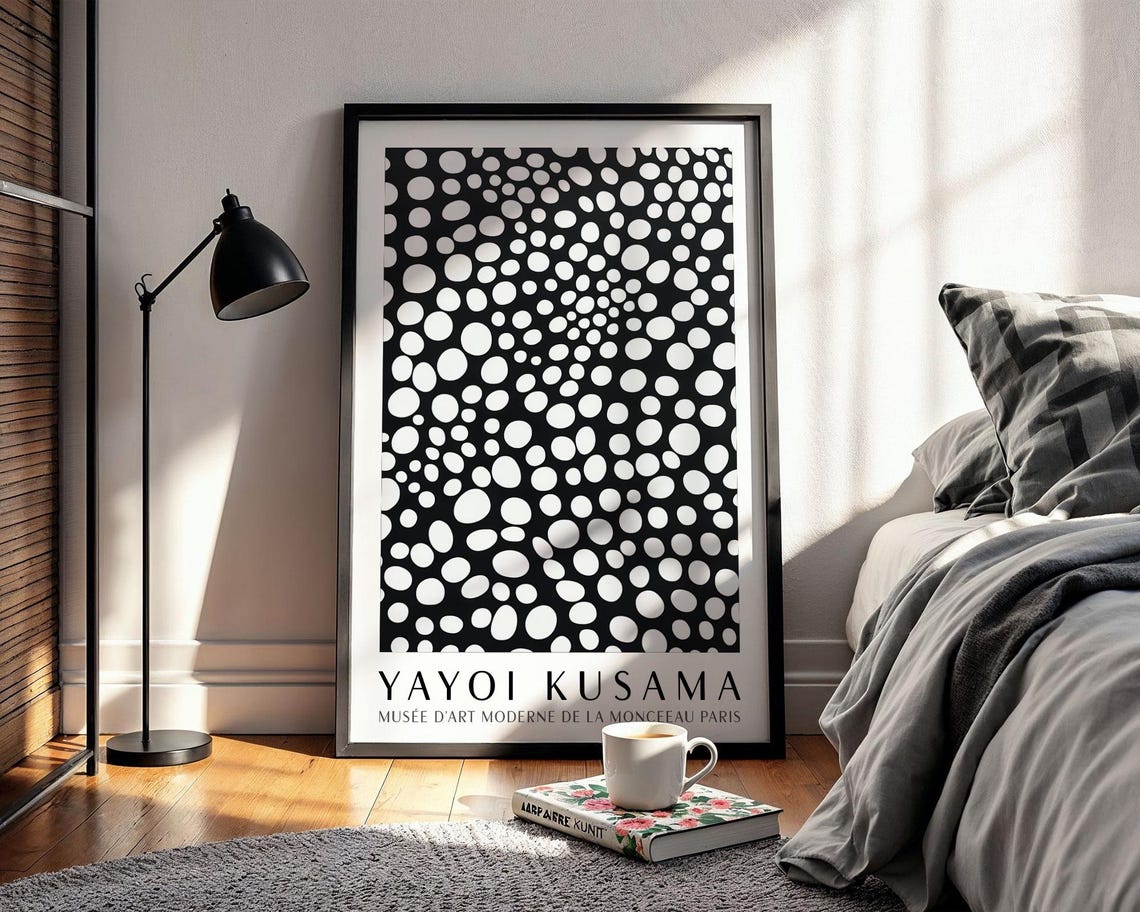 Yayoi Kusama Dots Wall Art Black And White Polka Dot Artwork Inspired By Kusama Exhibition Print For Office Or Living Room - Image 2