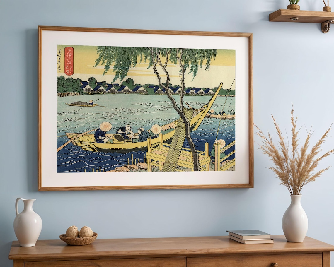 Katsushika Hokusai, Fishing in Miyato River Art Print - Image 4