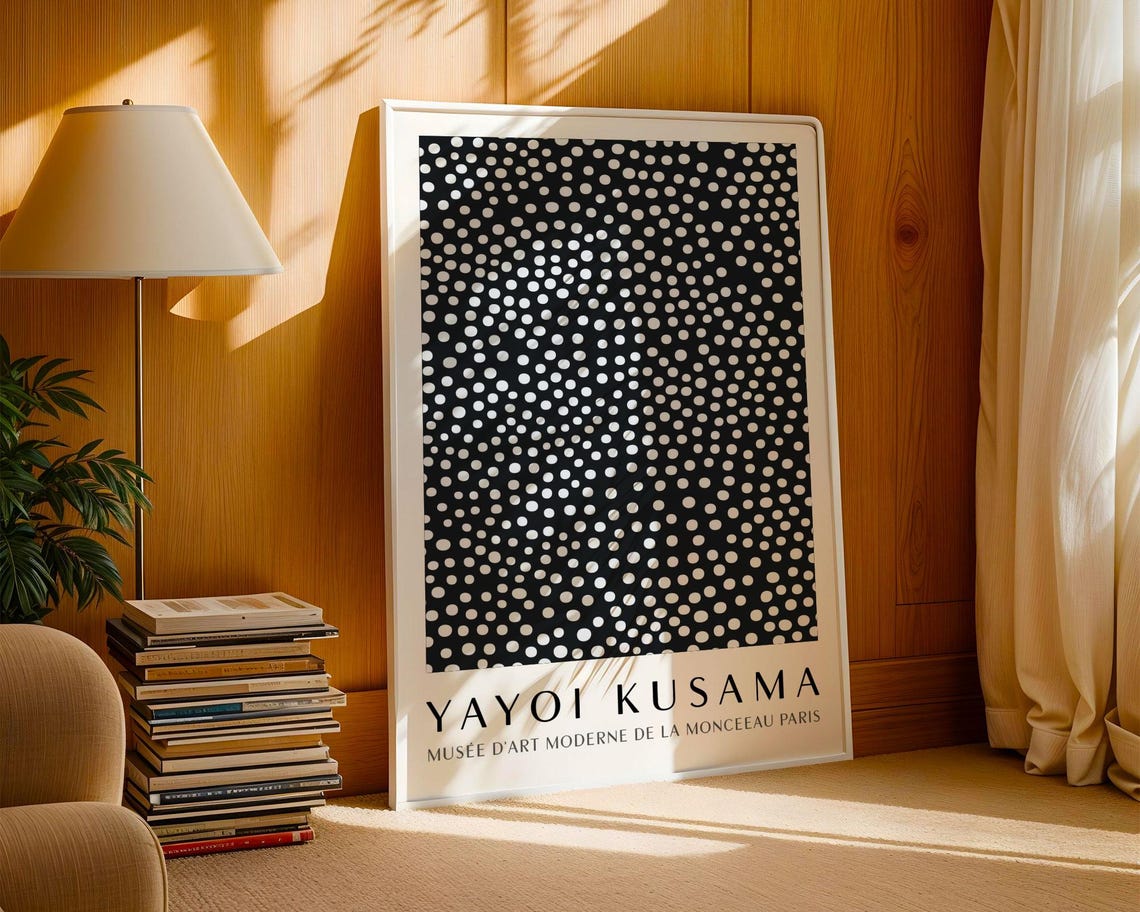 Yayoi Kusama Dense Black and White Dotted Pattern Museum Art Poster - Image 3