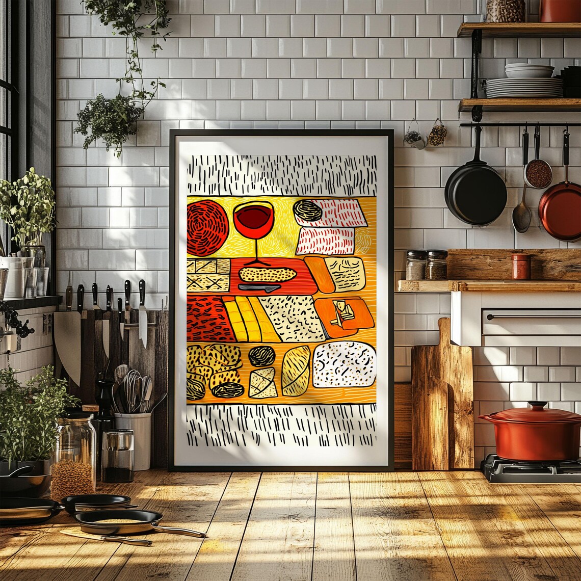 Contemporary Kitchen Wall Art, Retro Diner Bistro Pasta - Image 3