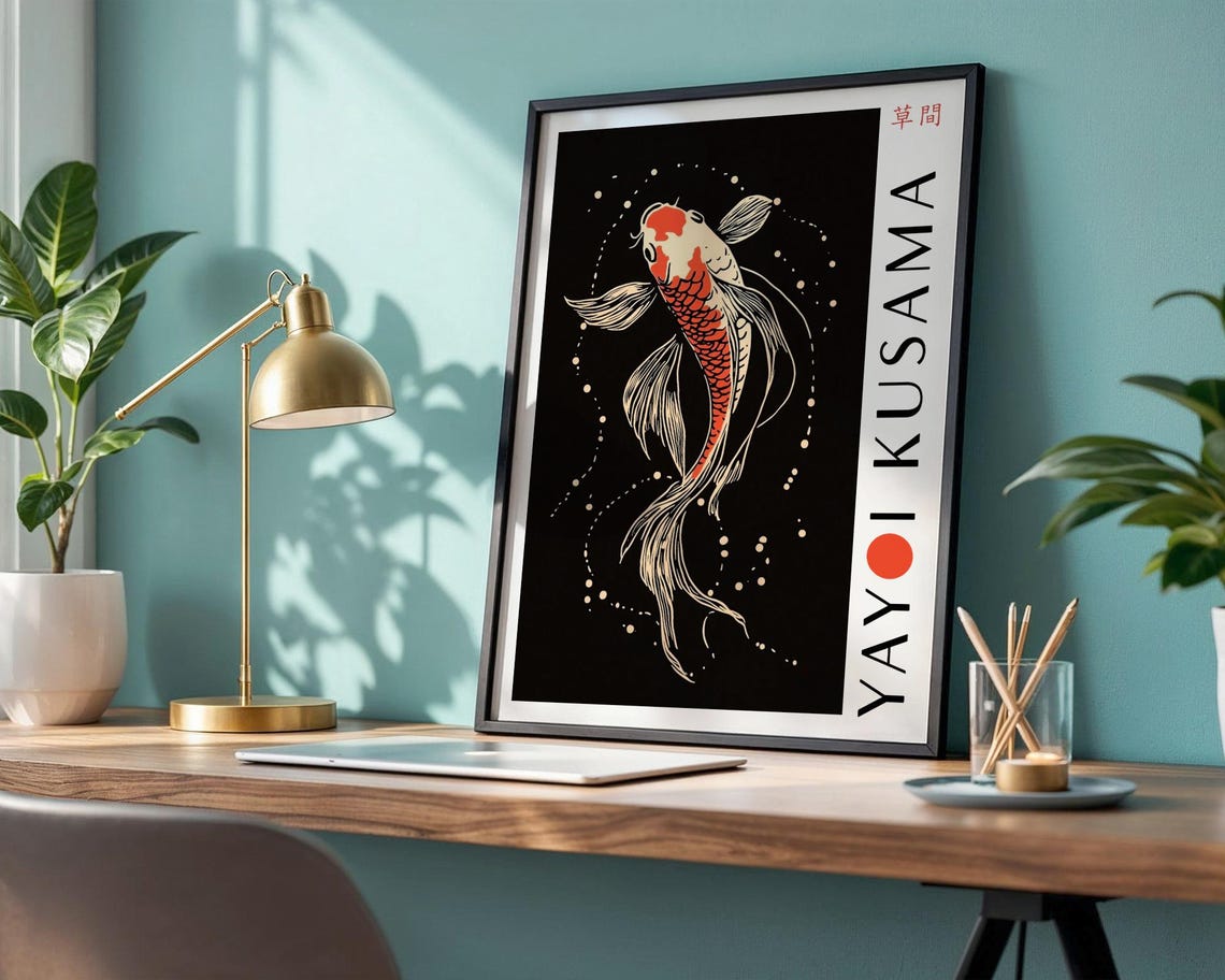 Yayoi Kusama Koi Fish Wall Art Bedroom Koi Fish Poster Koi Fish Poster Koi Fish Print Kusama Inspired Print Japanese Art Print - Image 4