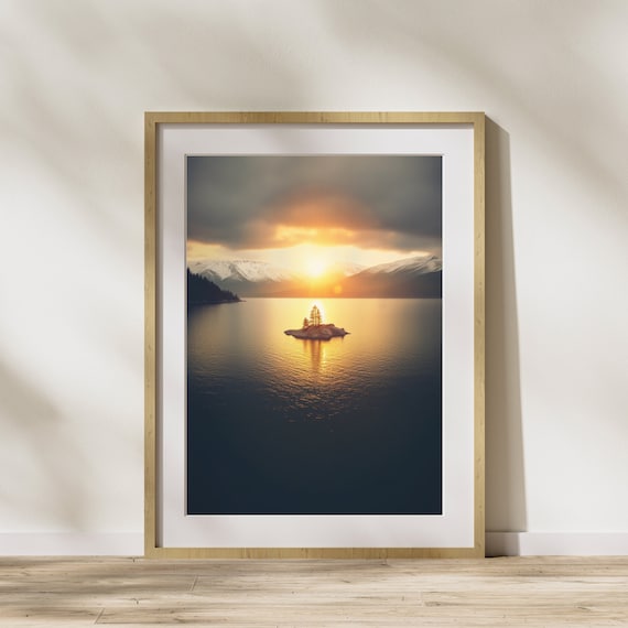 Nature Picture Island Sunset Poster On Matte Premium Paper Decoration Wall Decoration