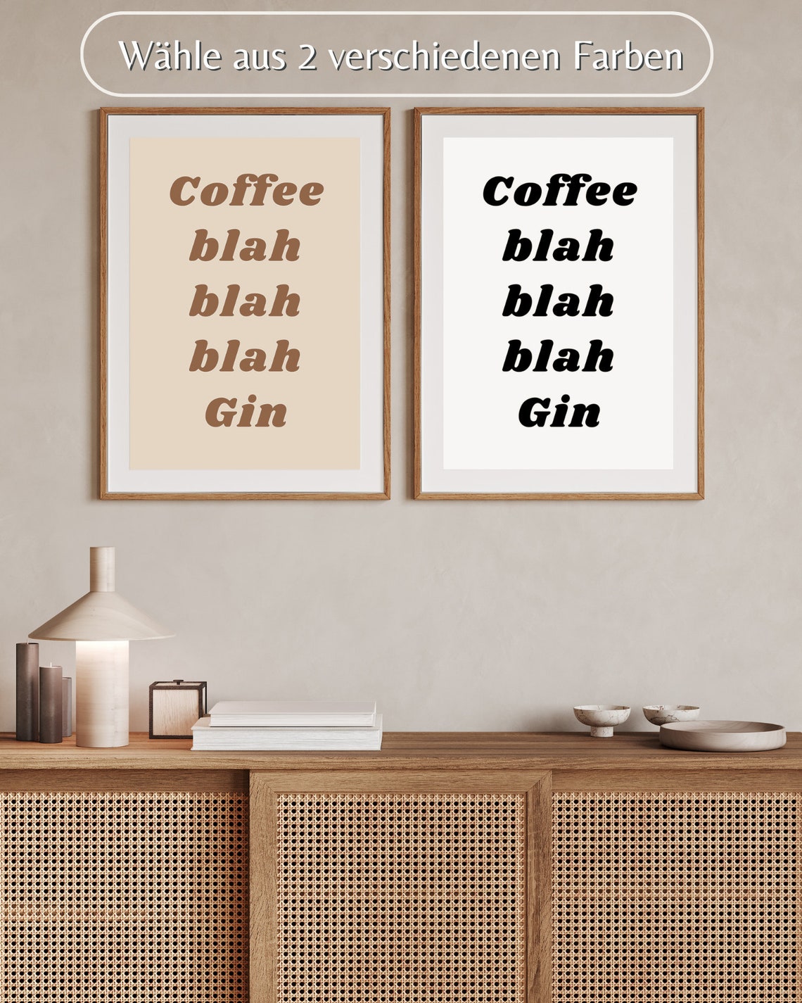 Coffee Blah Blah Blah Gin Funny Retro Kitchen Bar Quote Poster - Image 4