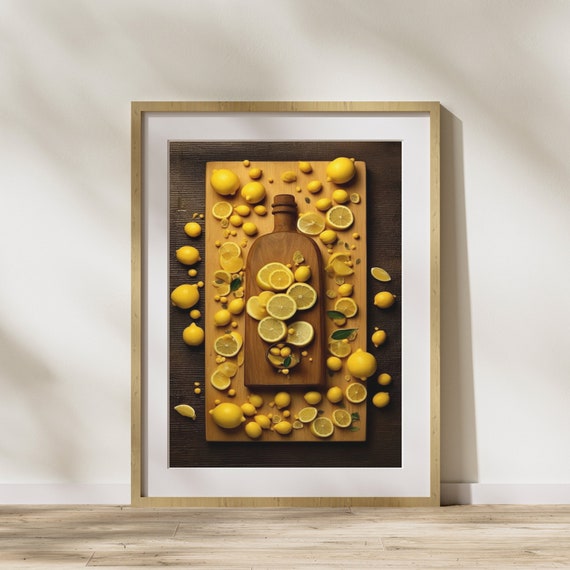 Kitchen Picture Lemons On Wooden Board Poster On Matte Premium Paper Decoration Wall Decoration