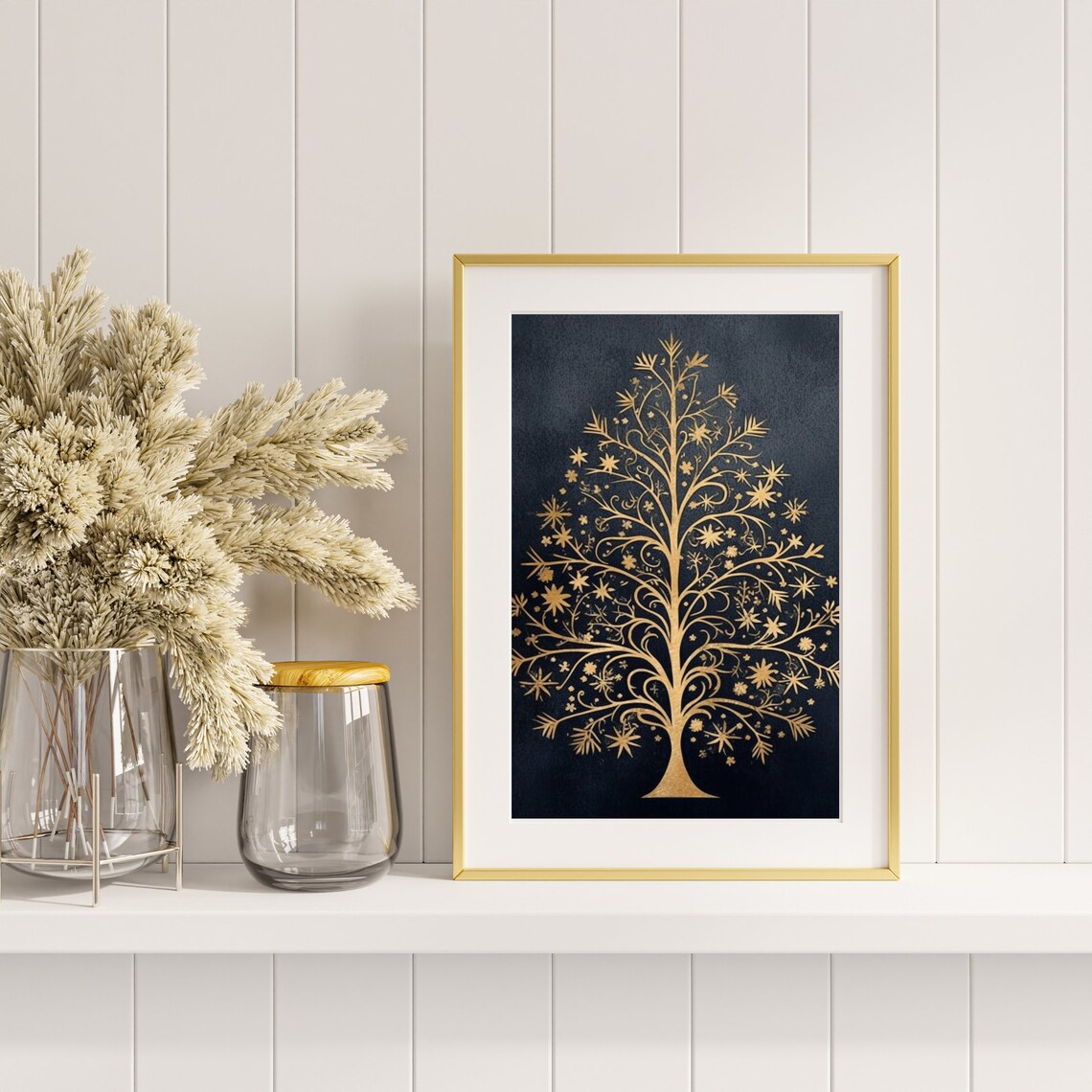 Golden Tree Of Life Starry Christmas Elegant Chic Festive Poster - Image 3