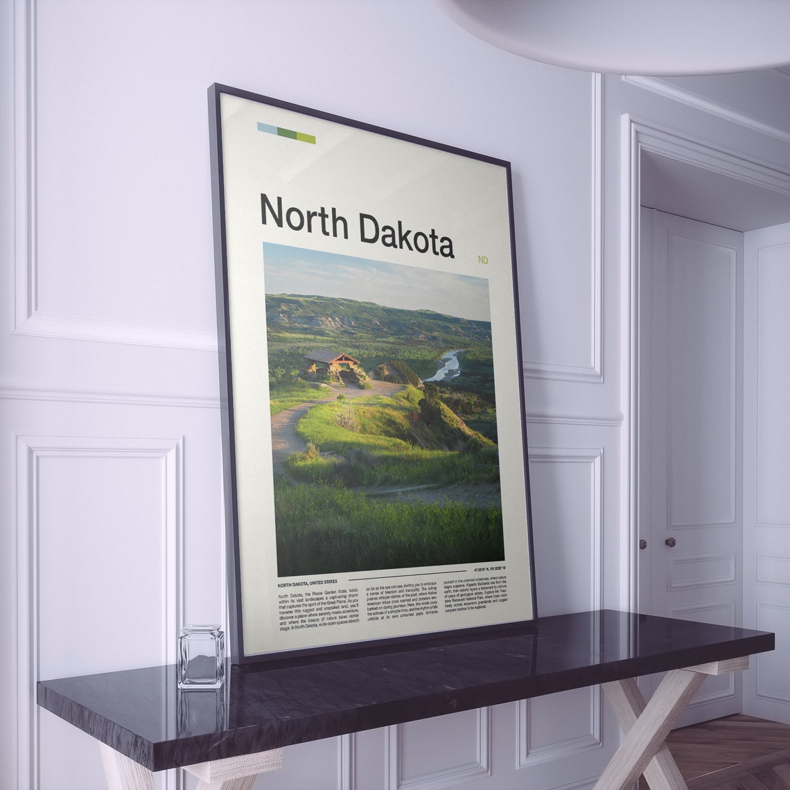 North Dakota Badlands River Overlook Rustic Cabin View Poster - Image 2