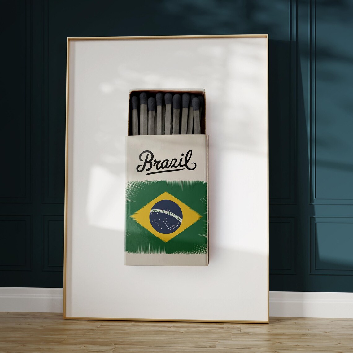 Brazil Matchbox Brazilian Flag Vintage Travel Art Poster Design - Image 5