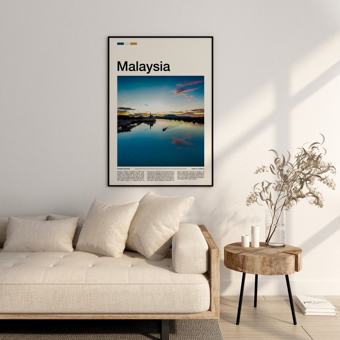 Malaysia Kuching River Sunset Boat Waterfront Scenic Dusk Poster - Image 3