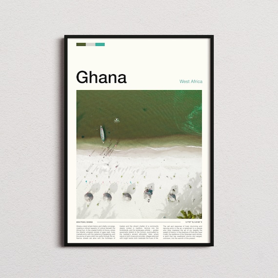 Ghana Ada Foah Aerial Beach Shoreline Turquoise Ocean Poster