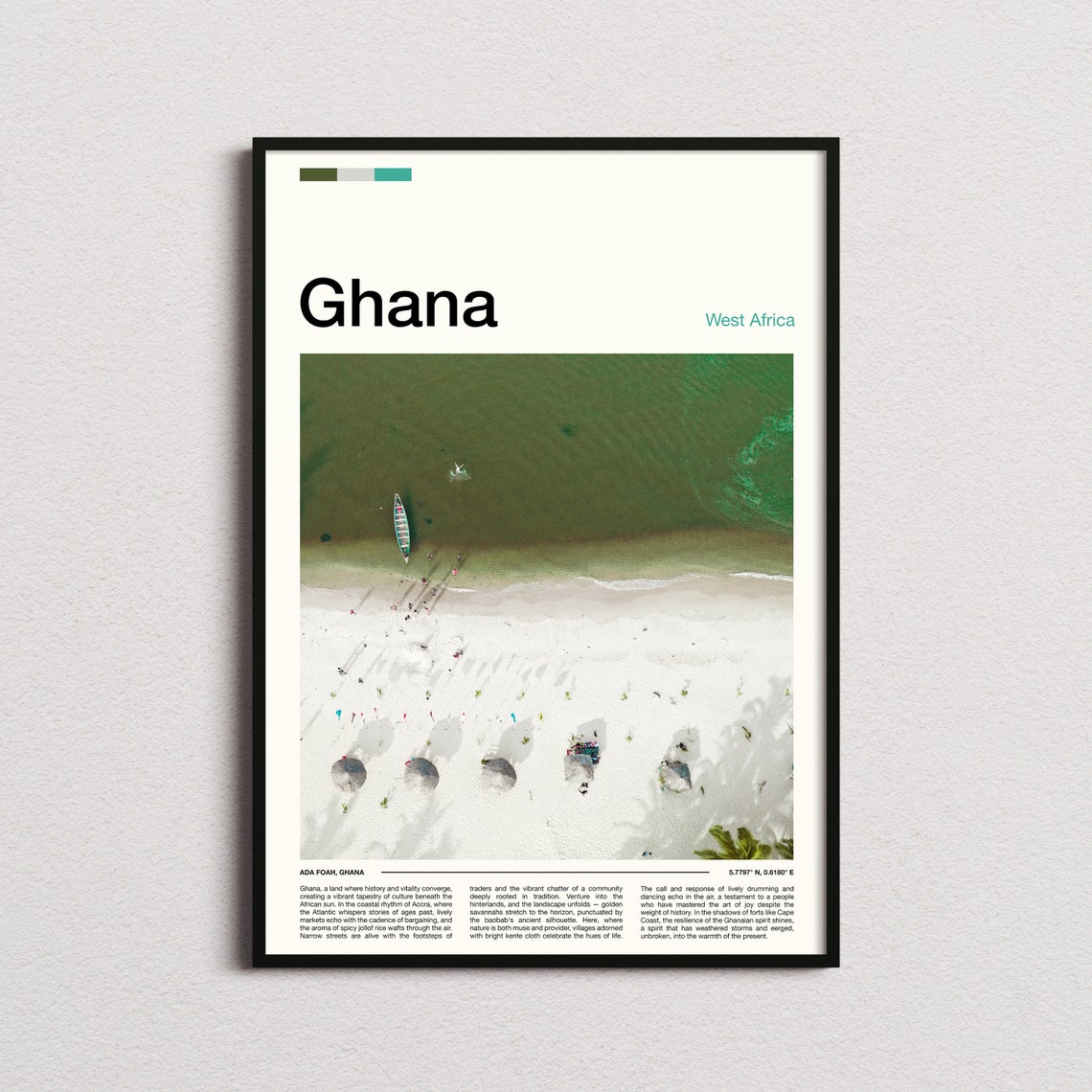 Ghana Ada Foah Aerial Beach Shoreline Turquoise Ocean Poster